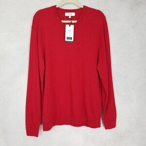 Turnbury Size L Extra Fine Merino Wool Pullover Sweater in Red NWT w FLAW